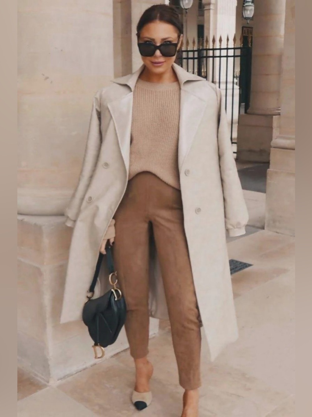 Camel Contour Suede-Look Leggings